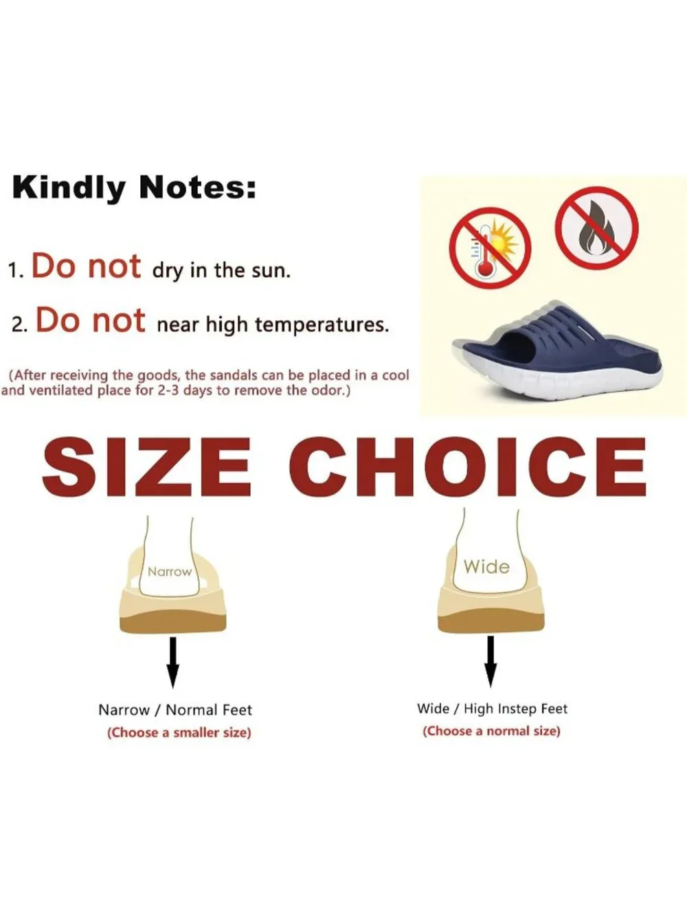 Men's Blue White Recovery Orthotic Arch Support Open Toe Slides Slipper Shoes